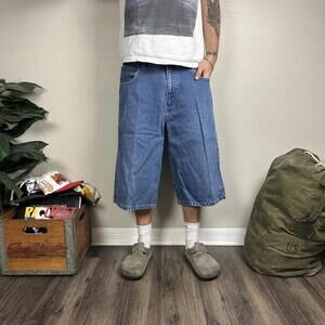 Y2K baggy Sean John wide legged denim jean shorts jorts Men 36x15